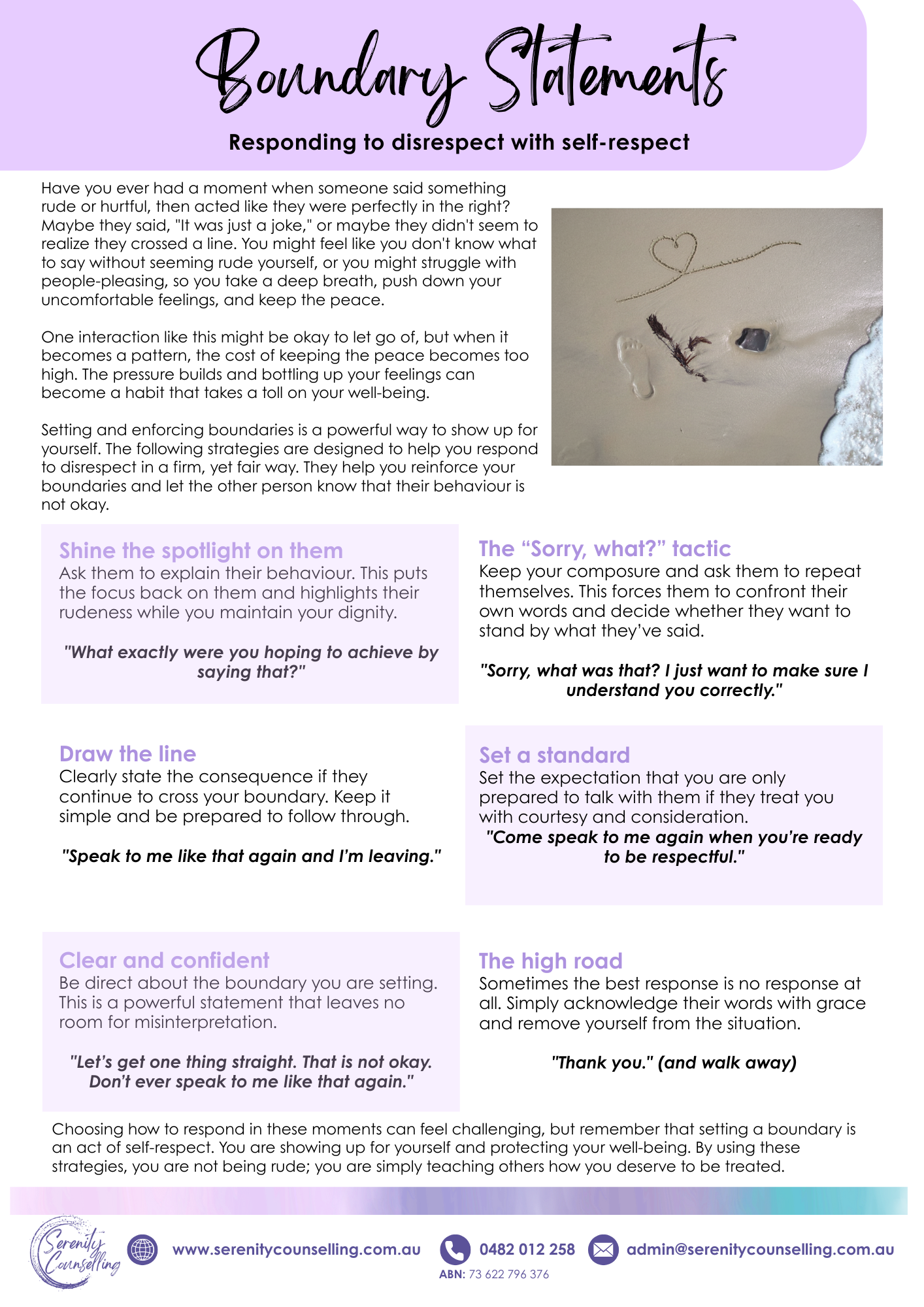 Boundary Statements - Serenity Counselling